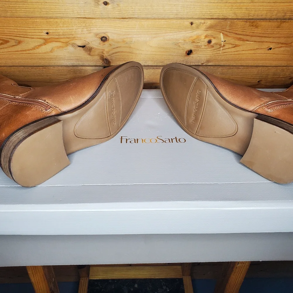 ❤ NWBOX FRANCO SARTO L-HALEEN WC, COGNAC LE Over the knee leather Size 7M